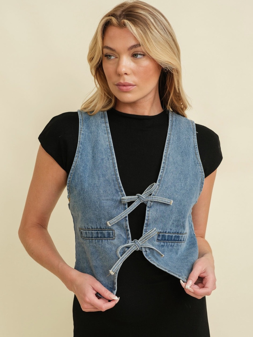 Women's Fairy Grunge Tie Front Denim Vest Y2k
Sleeveless Vest